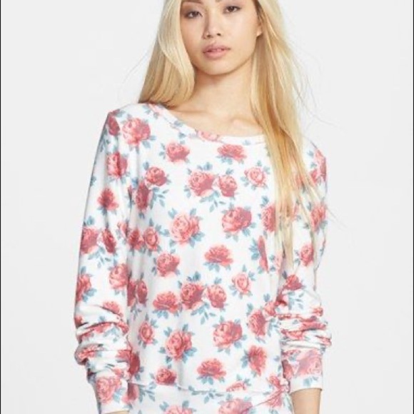 Wildfox Rose Print Baggy Beach Jumper Pullover S - Picture 1 of 5
